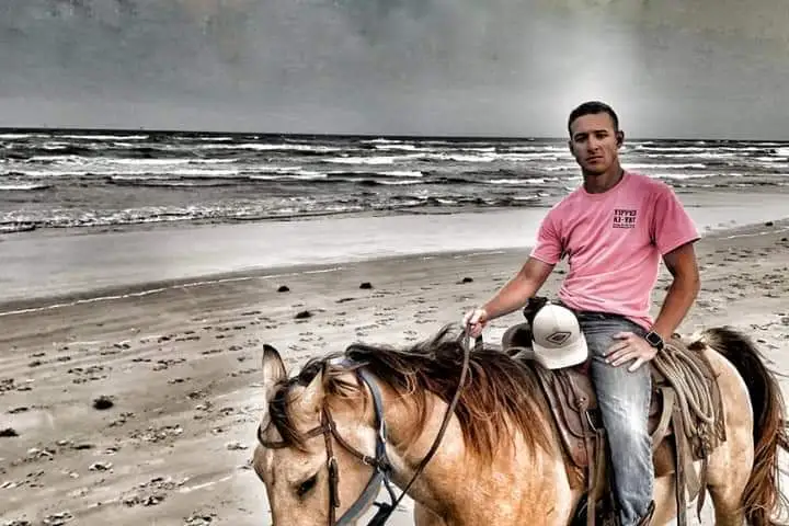 a person riding a horse on a beach